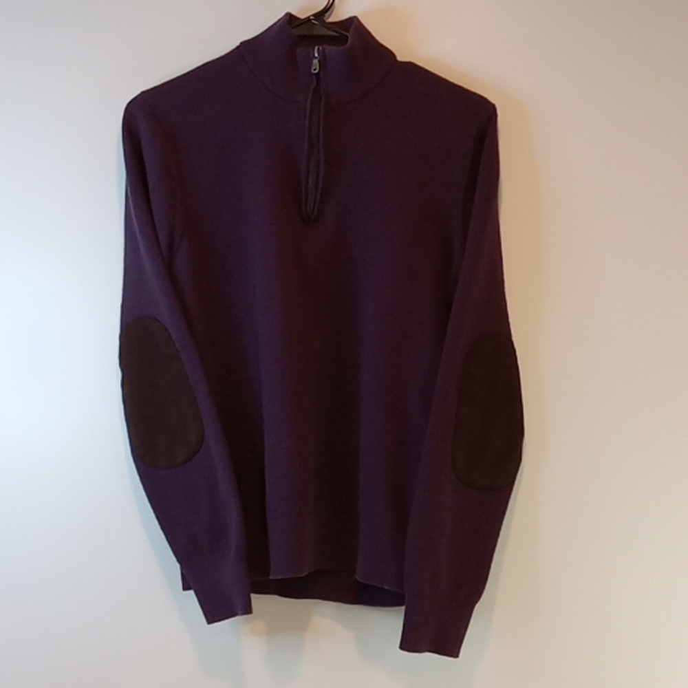 Michael Kors 1/4 Zip Pullover Sweater Fleece Elbow Pads Men's Sz Med EUC NICE!